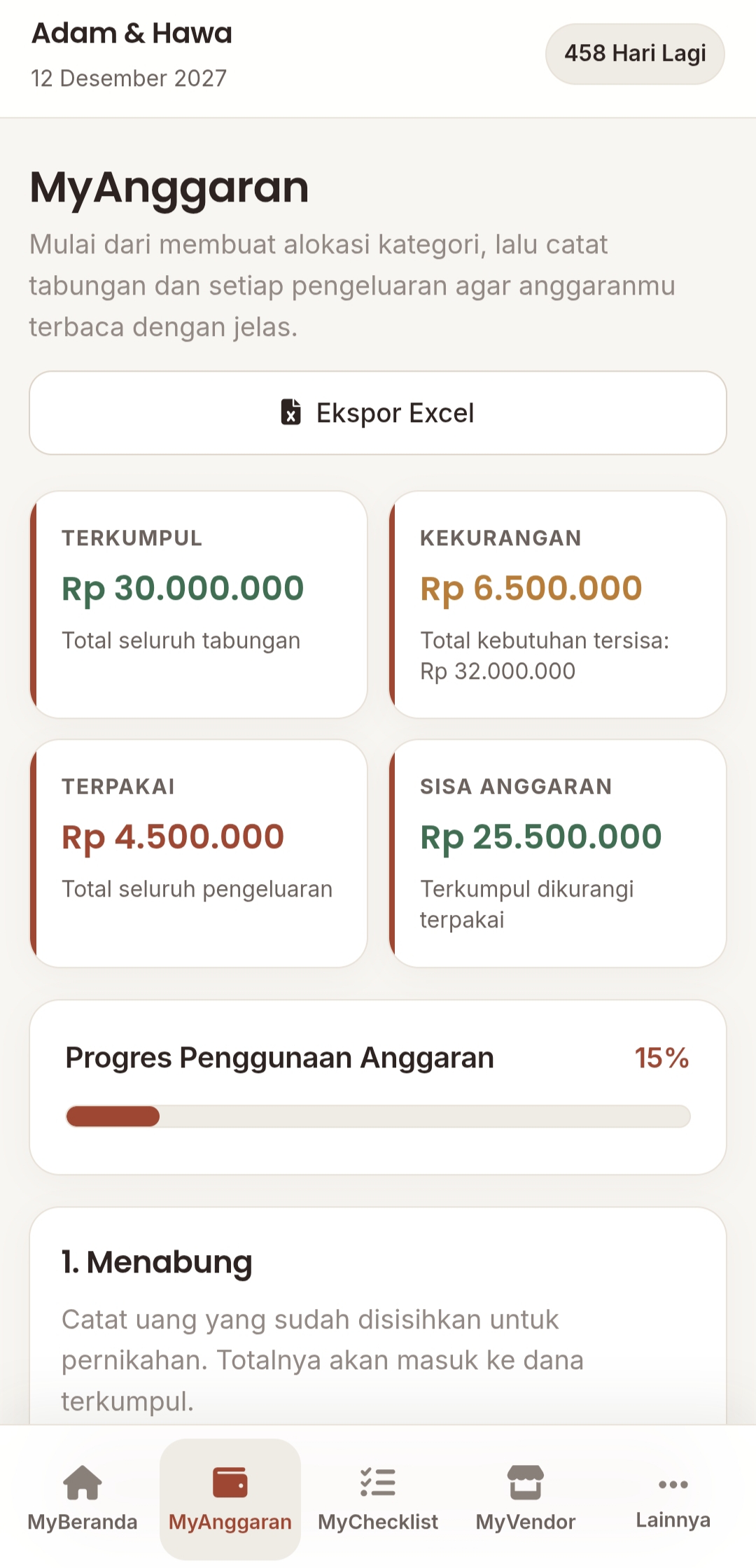 Halaman MyAnggaran